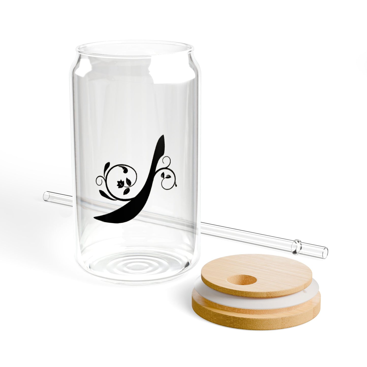 Arabic Letter “Ra” "ر" Monogram Sipper Glass, 16oz | Eco-Friendly Beverage Container | Perfect for Home, picnics, Gifts, and Parties