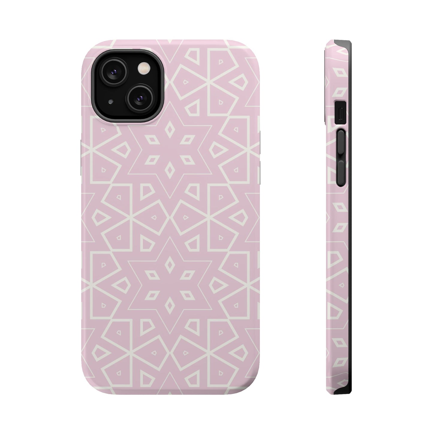 Pink and White Geometric Design Iphone Magnetic Tough Case