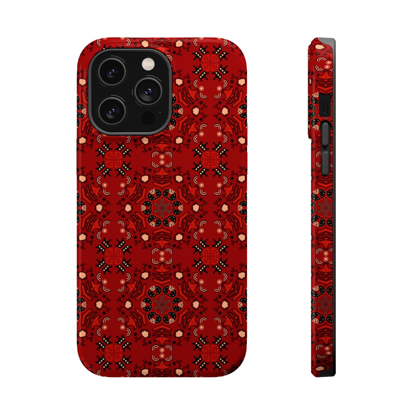 Red geometric Design - Iphone Magnetic Tough Case