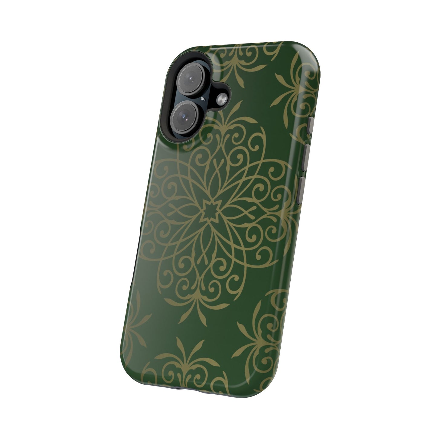 Gold and Green Flowery Design - Iphone Magnetic Tough Case