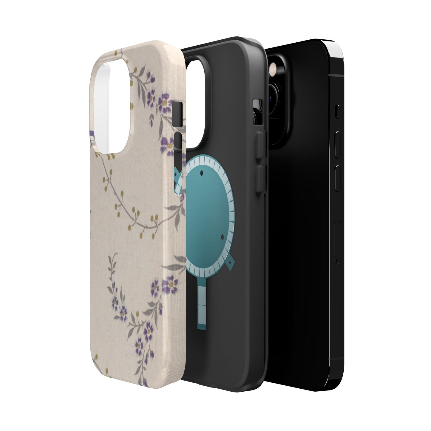 Purple Floral Design - Iphone Magnetic Tough Case