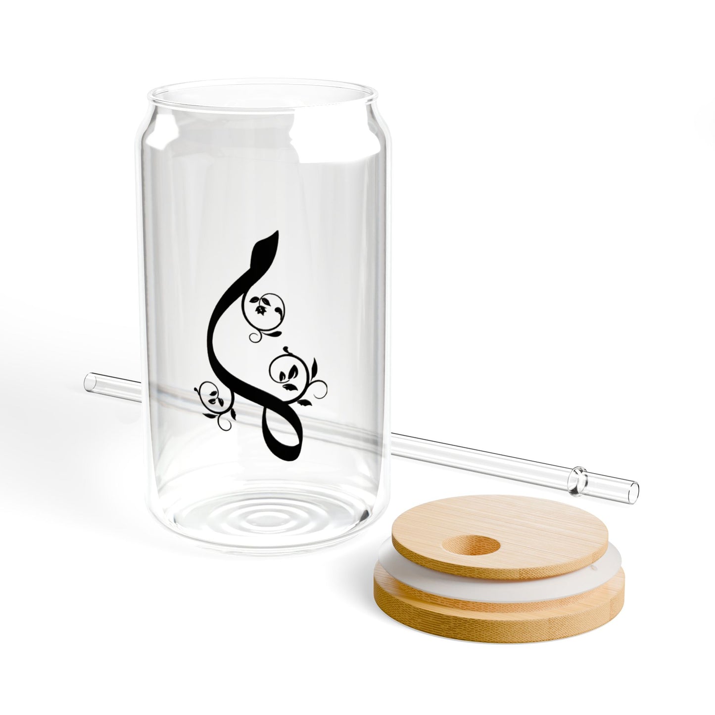Arabic Letter “Meem” "م" Monogram Sipper Glass, 16oz | Eco-Friendly Beverage Container | Perfect for Home, picnics, Gifts, and Parties