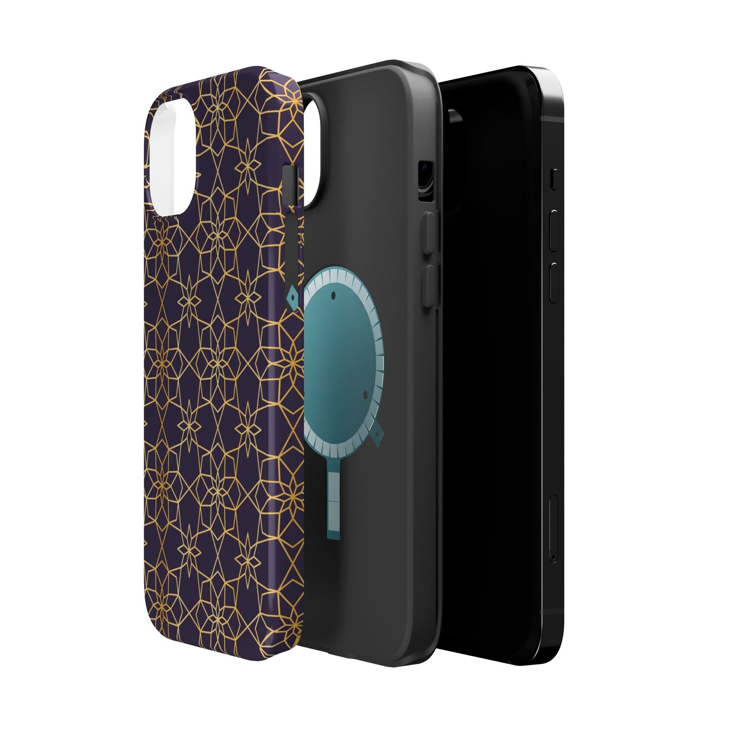 Gold and Purple Geometric Design Iphone Magnetic Tough Case