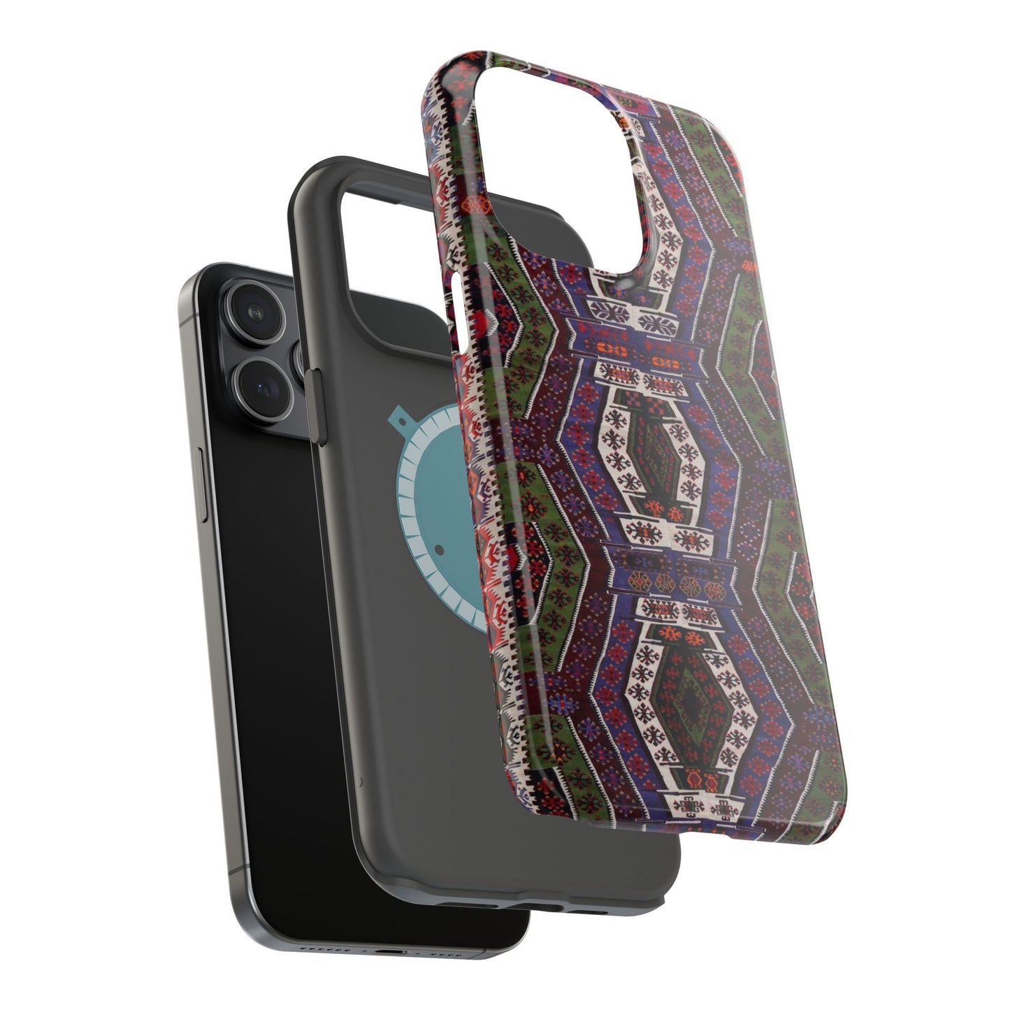Purple and Green Geometric Design - Iphone Magnetic Tough Case