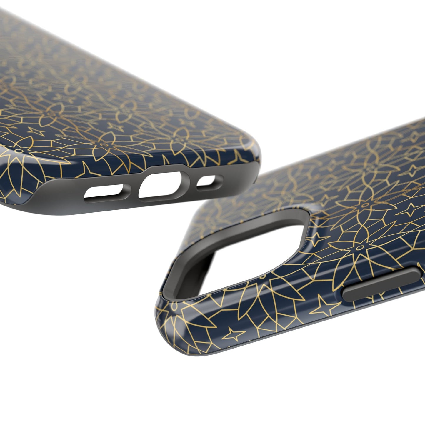 Navy and Gold Geometric Design Iphone Magnetic Tough Case