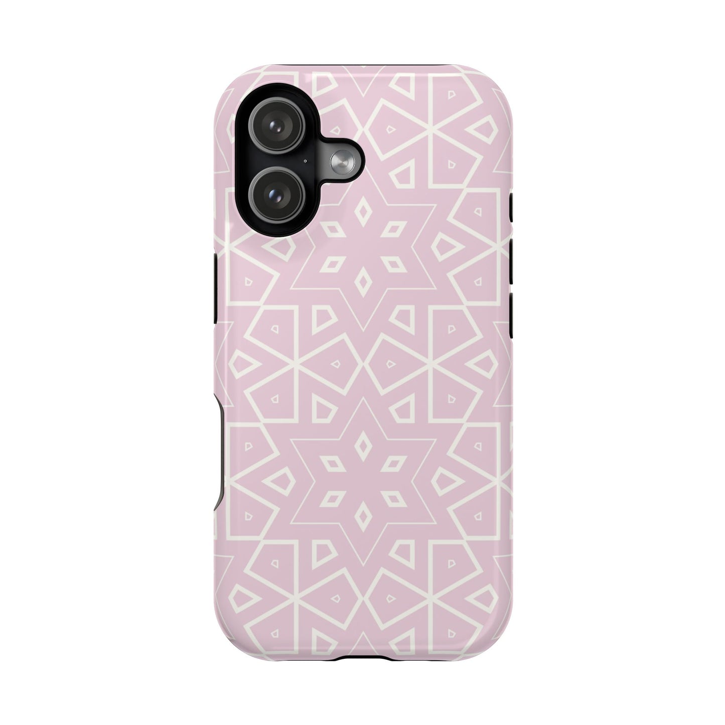 Pink and White Geometric Design Iphone Magnetic Tough Case