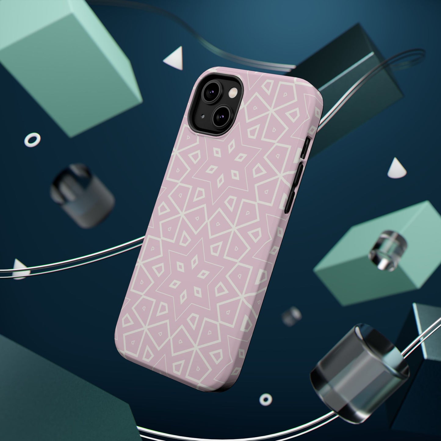 Pink and White Geometric Design Iphone Magnetic Tough Case
