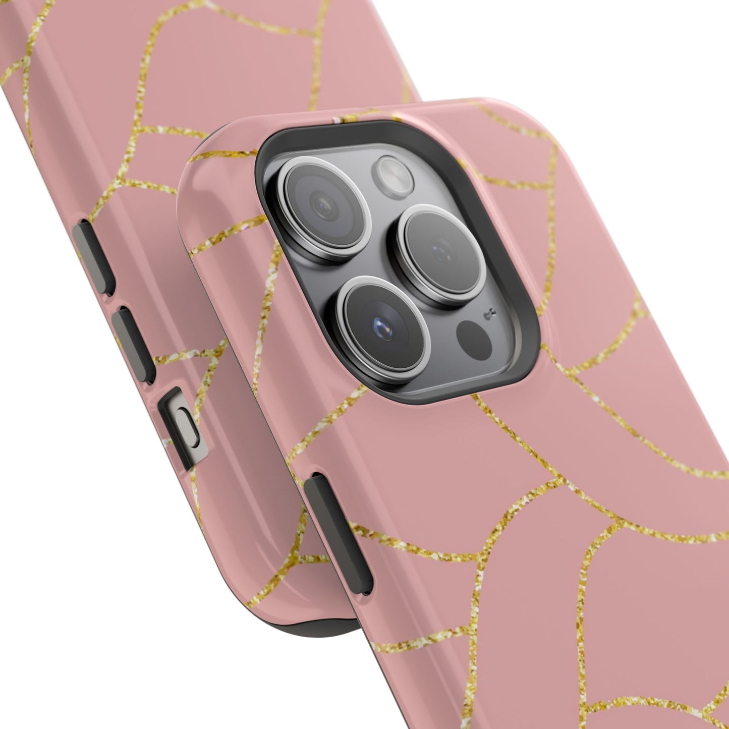Pink and Gold Geometric Design - Iphone Magnetic Tough Case