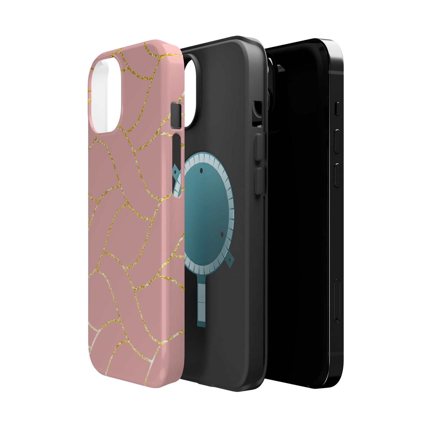 Pink and Gold Geometric Design - Iphone Magnetic Tough Case