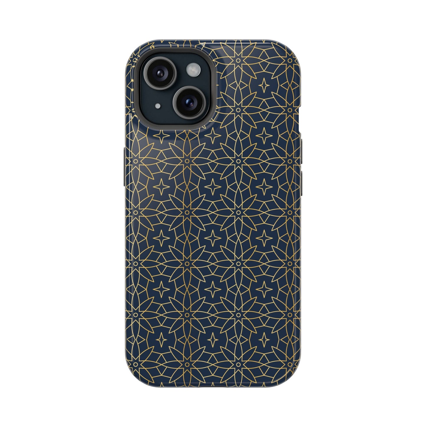 Navy and Gold Geometric Design Iphone Magnetic Tough Case
