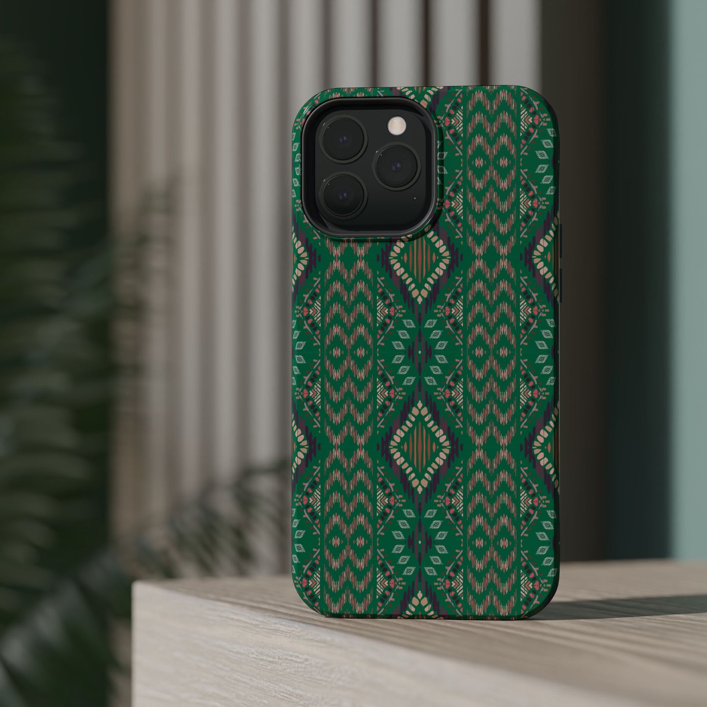 Emerald Green Geometric Design Iphone Magnetic Tough Case