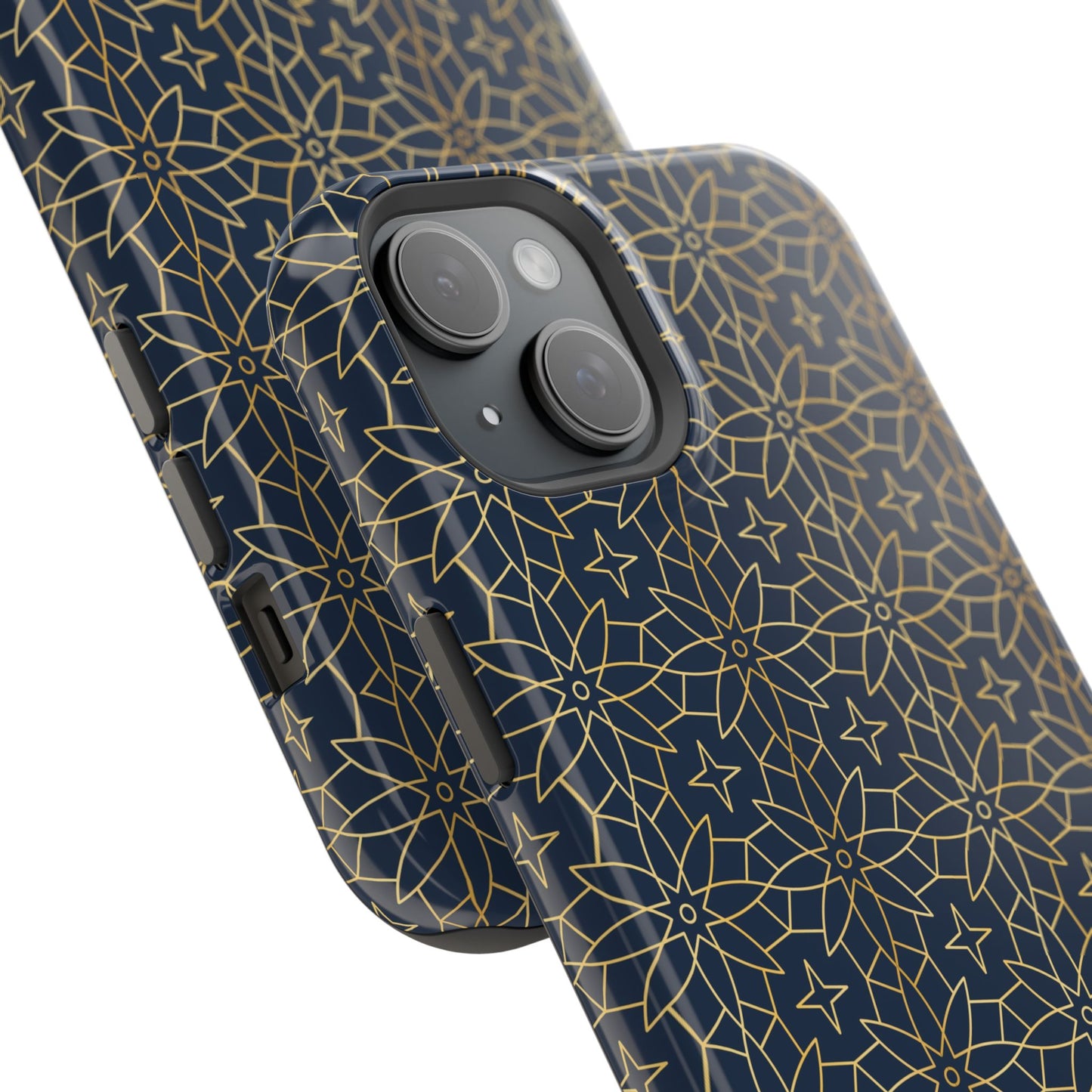 Navy and Gold Geometric Design Iphone Magnetic Tough Case
