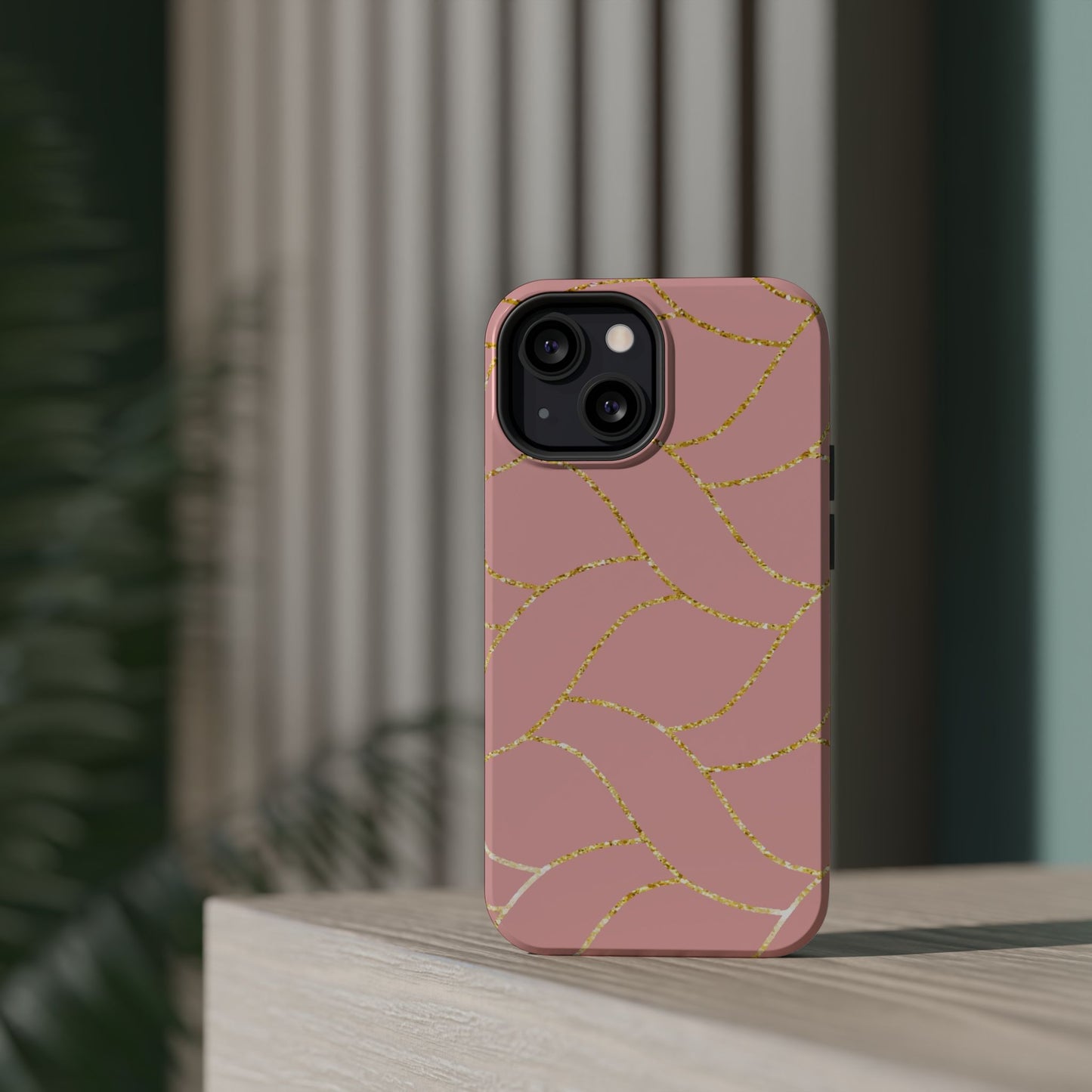 Pink and Gold Geometric Design - Iphone Magnetic Tough Case