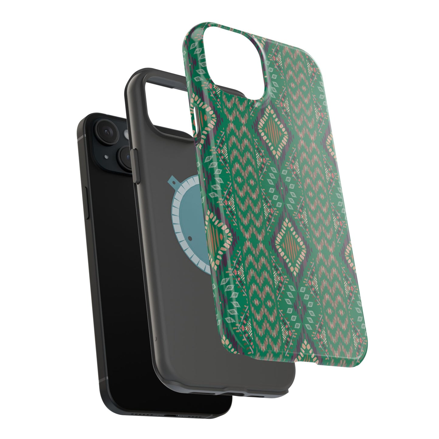 Emerald Green Geometric Design Iphone Magnetic Tough Case