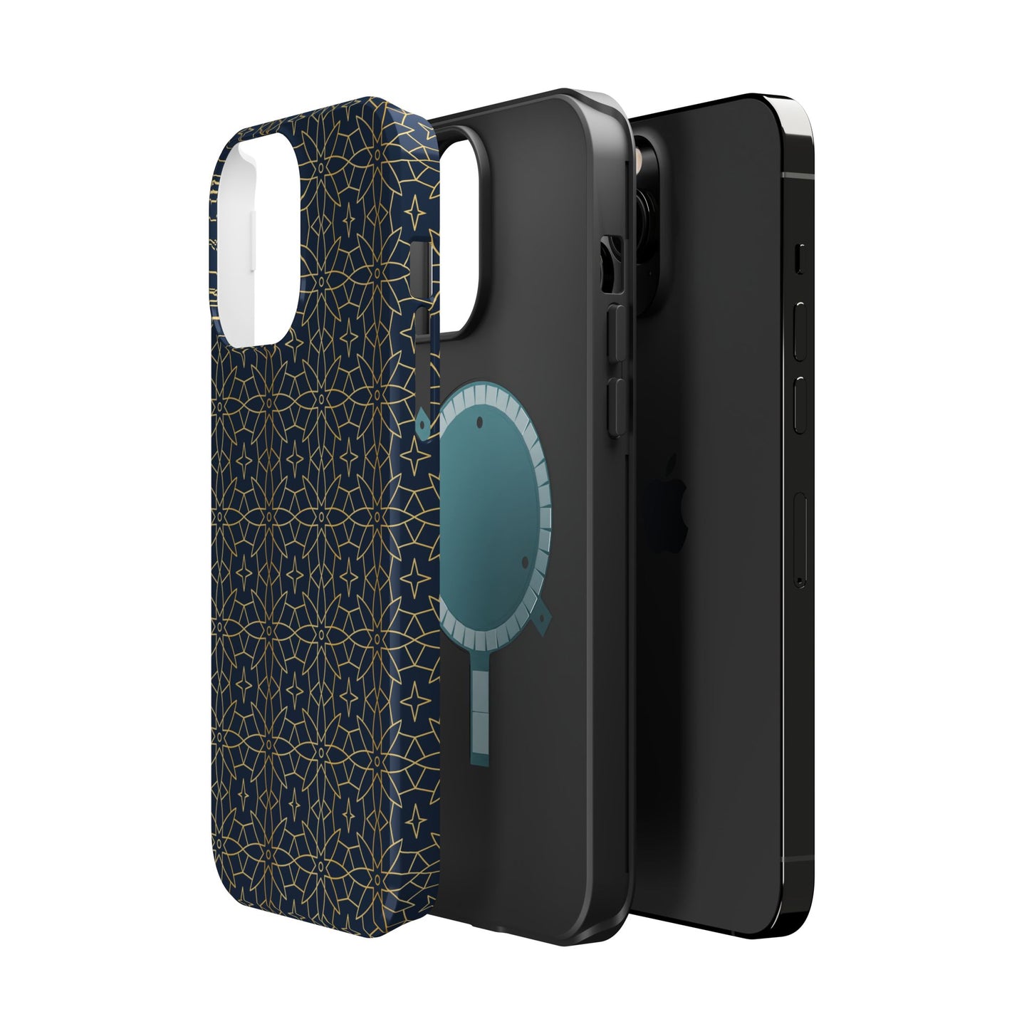 Navy and Gold Geometric Design Iphone Magnetic Tough Case