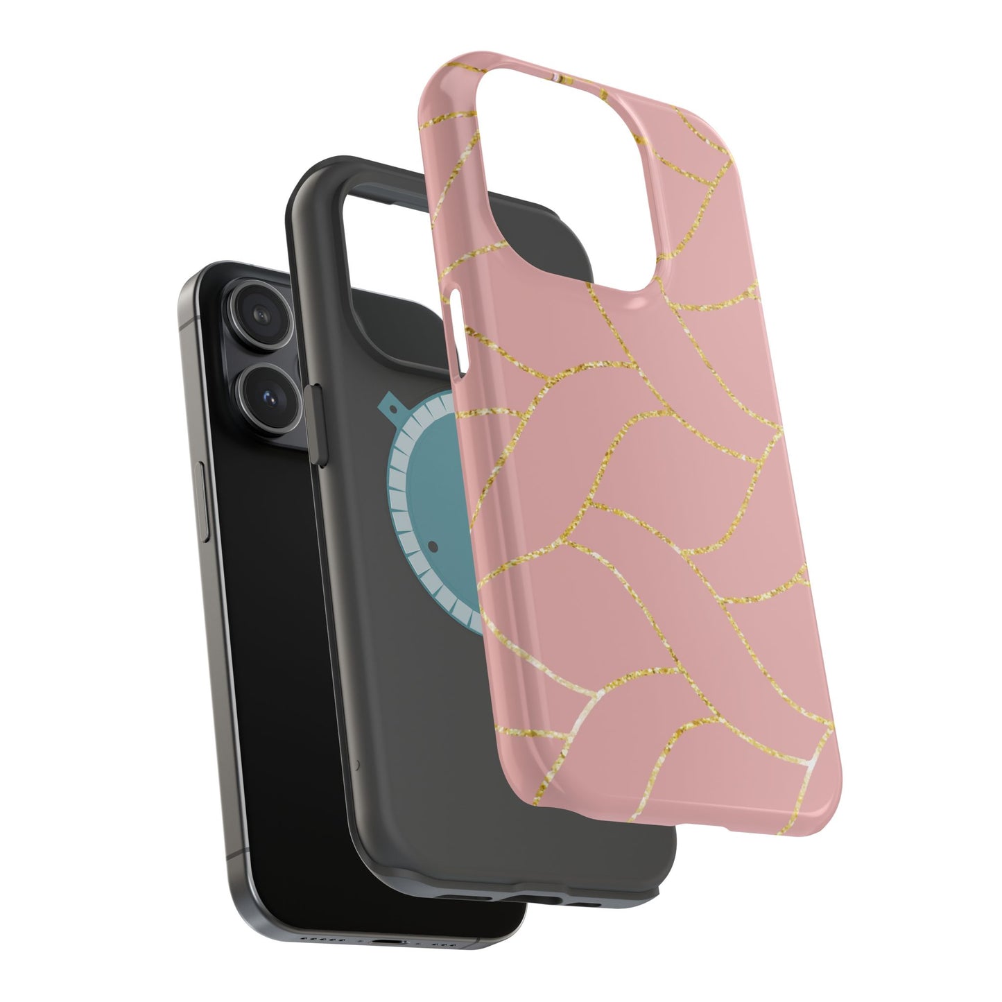 Pink and Gold Geometric Design - Iphone Magnetic Tough Case