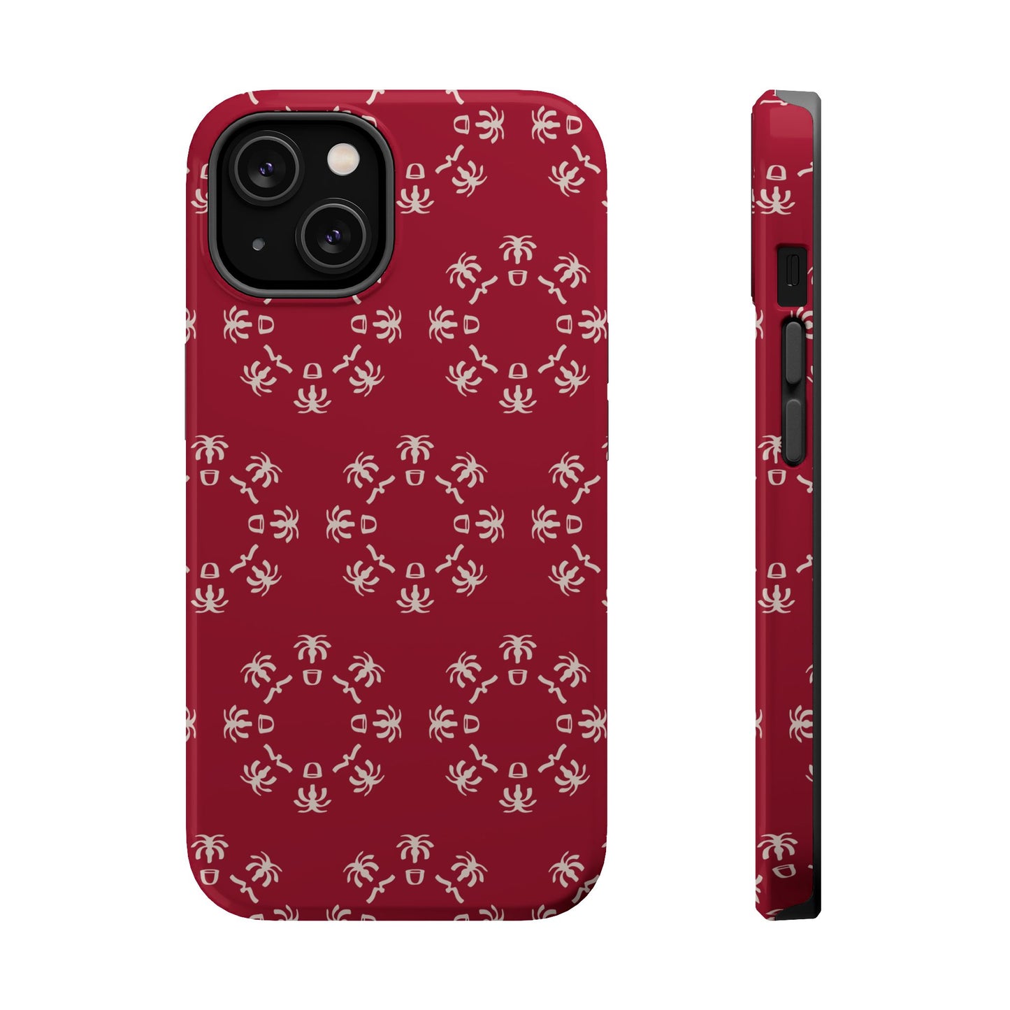 Palm Trees and coffee cups Geometric circle Design - Iphone Magnetic Tough Case