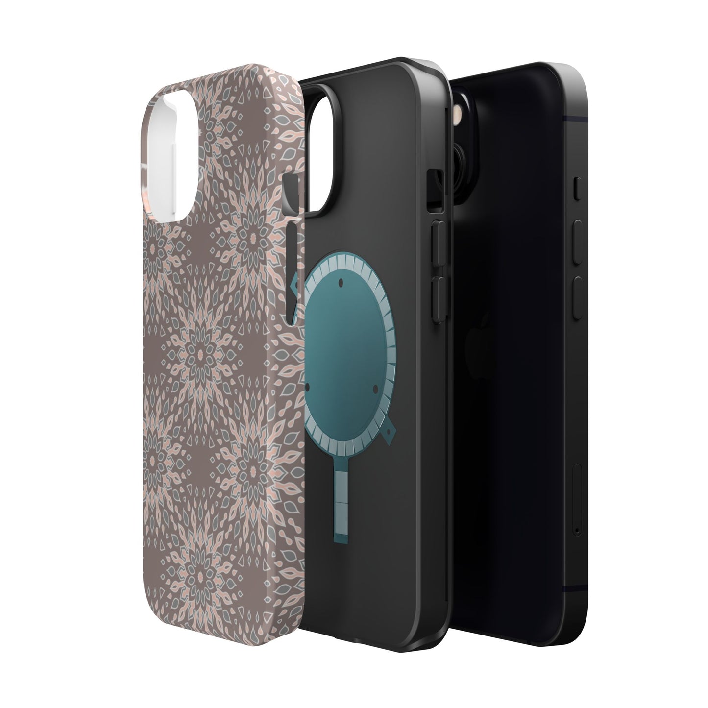 Beige Floral Design - Iphone Magnetic Tough Case