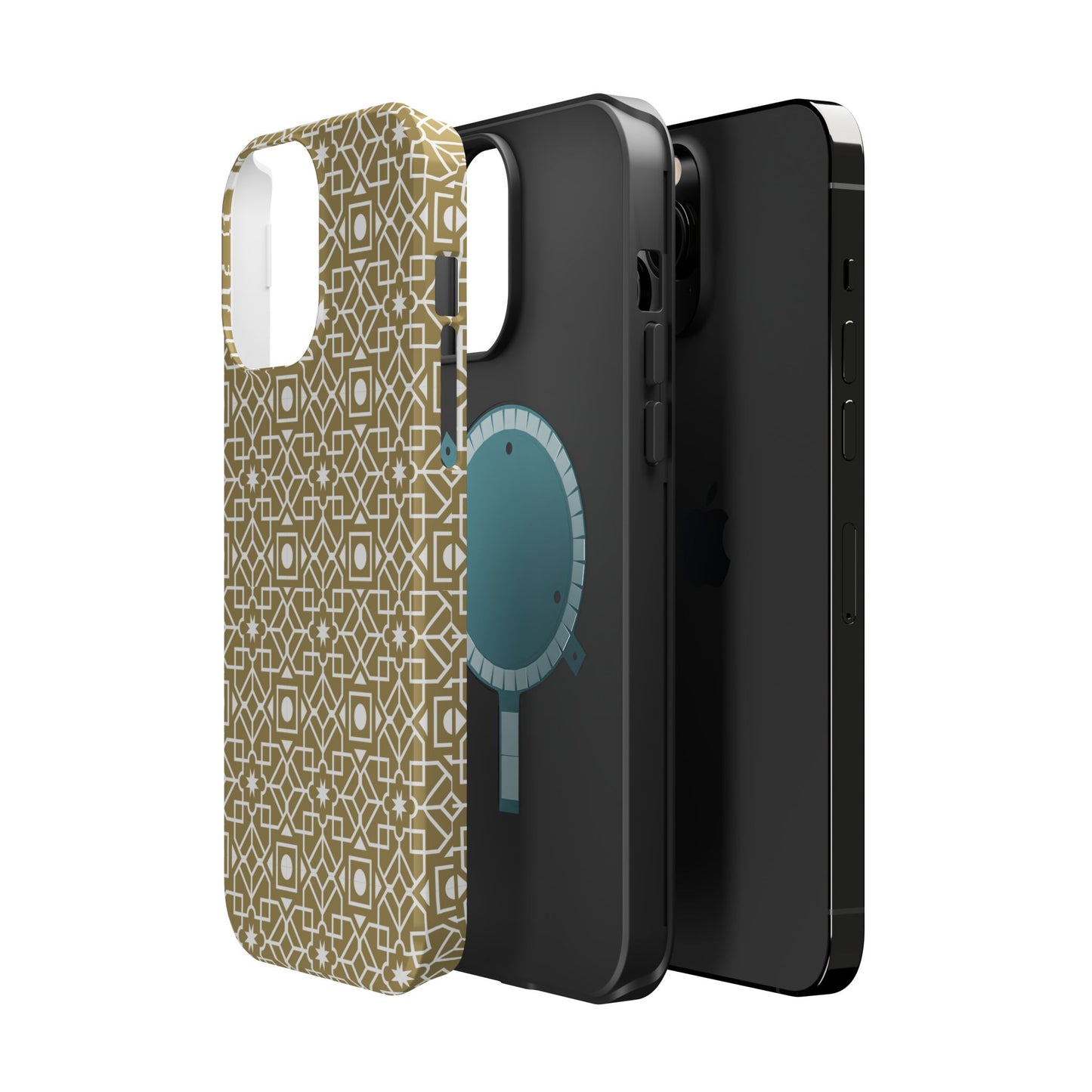 Beige and Gold Geometric Design Iphone Magnetic Tough Case