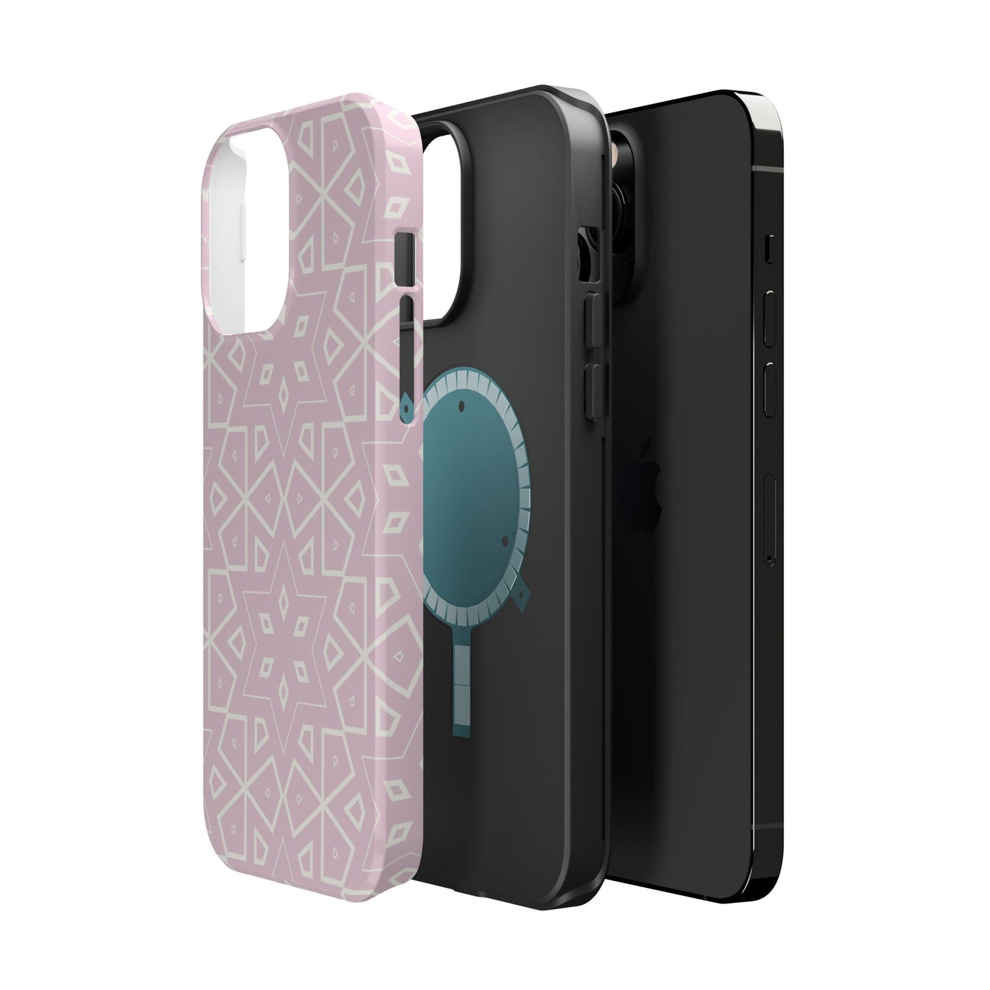 Pink and White Geometric Design Iphone Magnetic Tough Case
