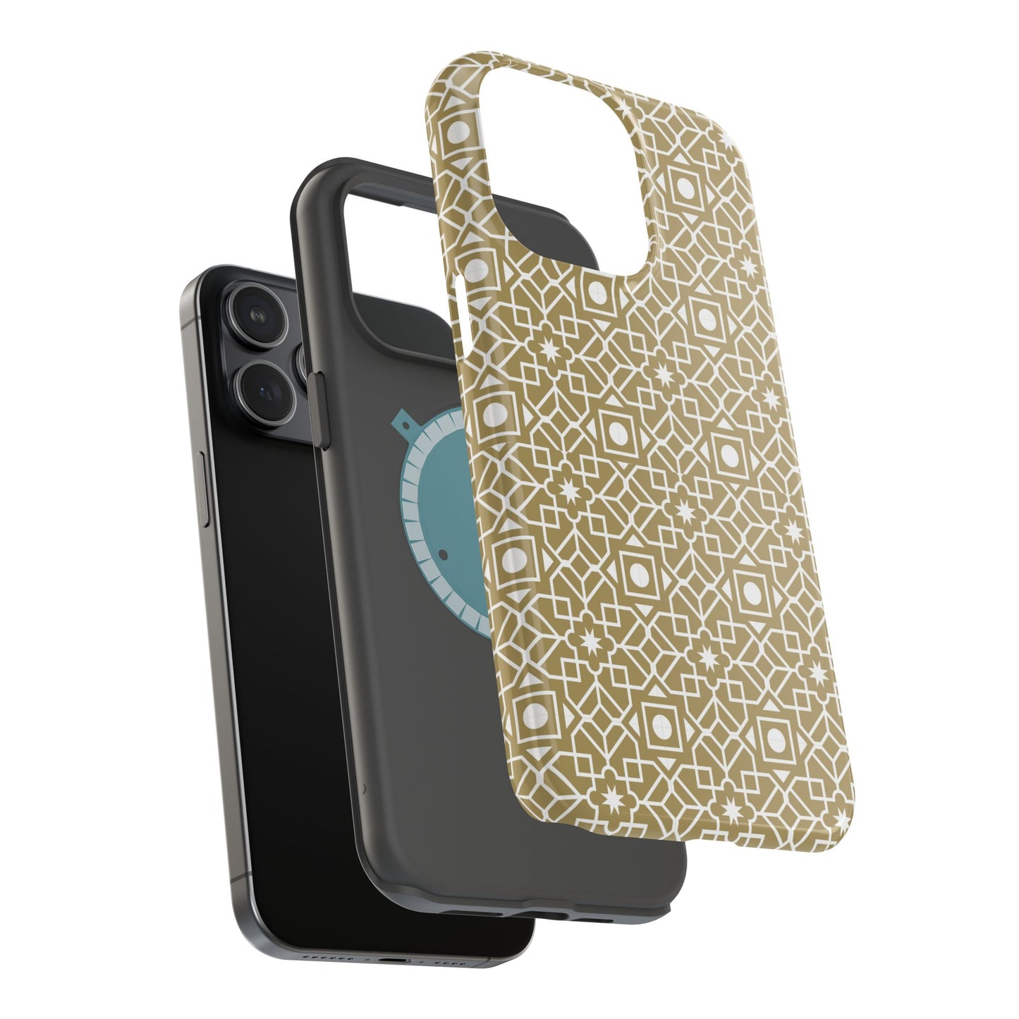 Beige and Gold Geometric Design Iphone Magnetic Tough Case