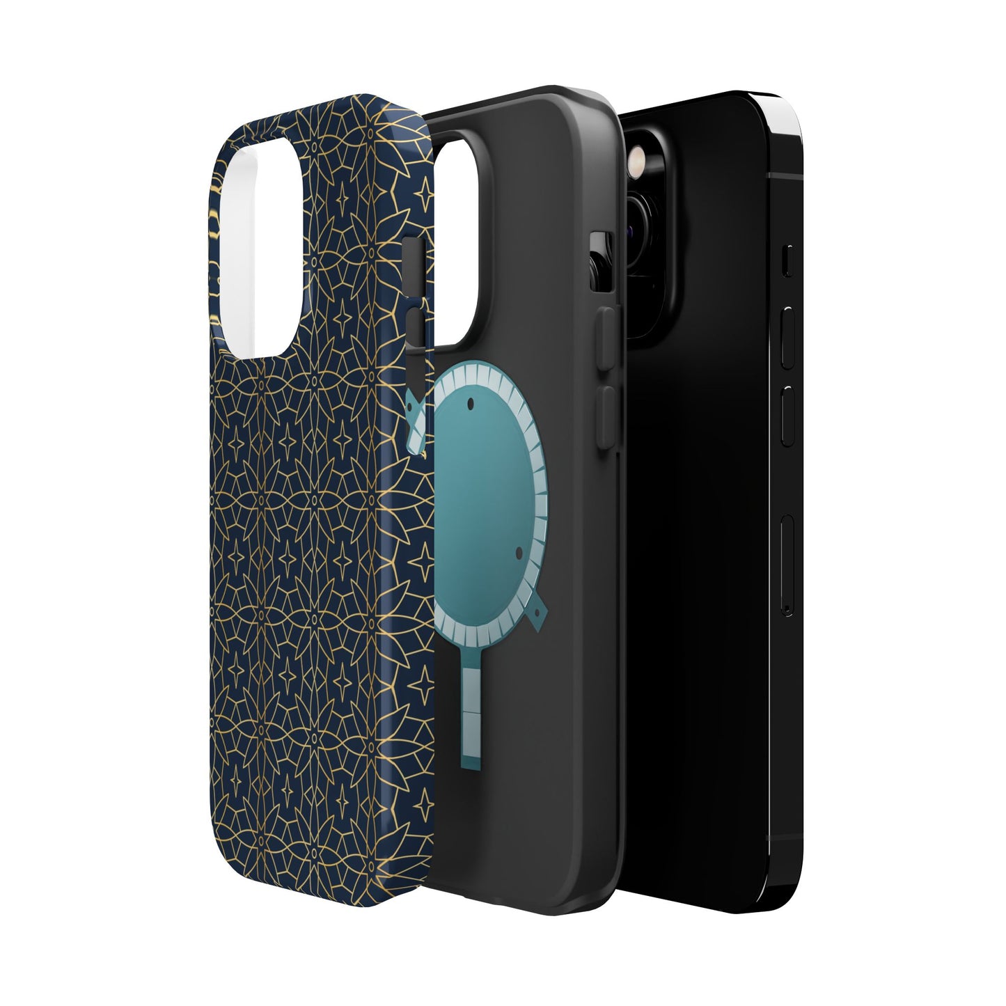 Navy and Gold Geometric Design Iphone Magnetic Tough Case