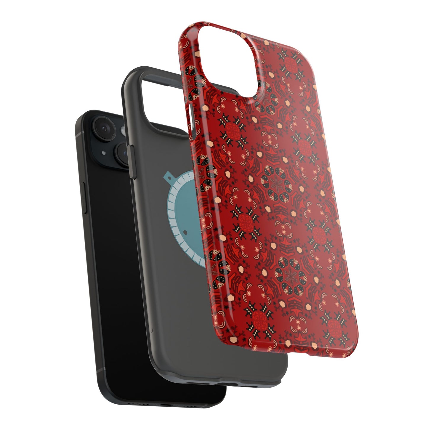 Red geometric Design - Iphone Magnetic Tough Case