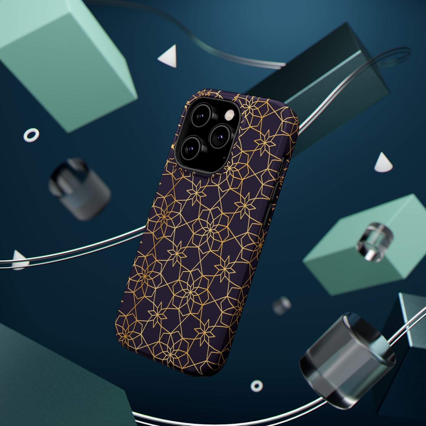 Gold and Purple Geometric Design Iphone Magnetic Tough Case
