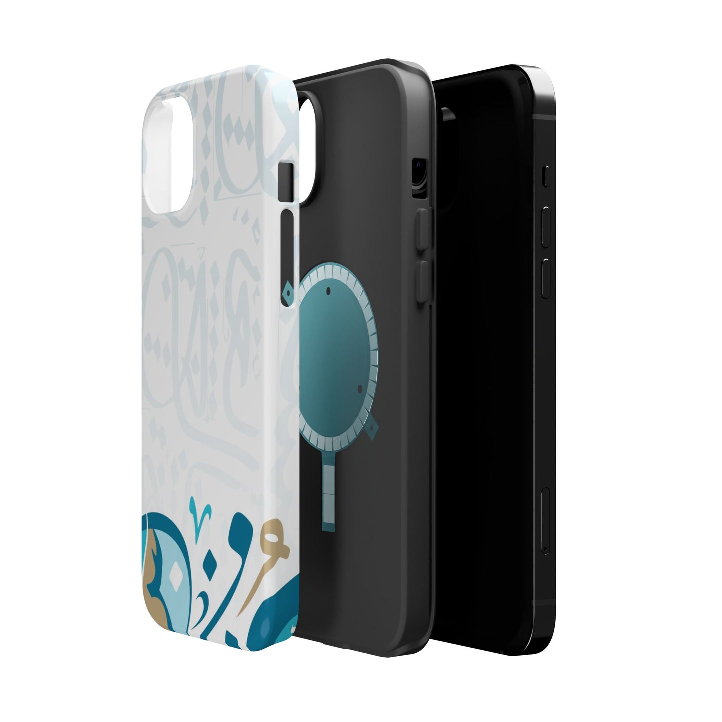 White Blue and Gold Arabic Calligraphy Iphone Magnetic Tough Case