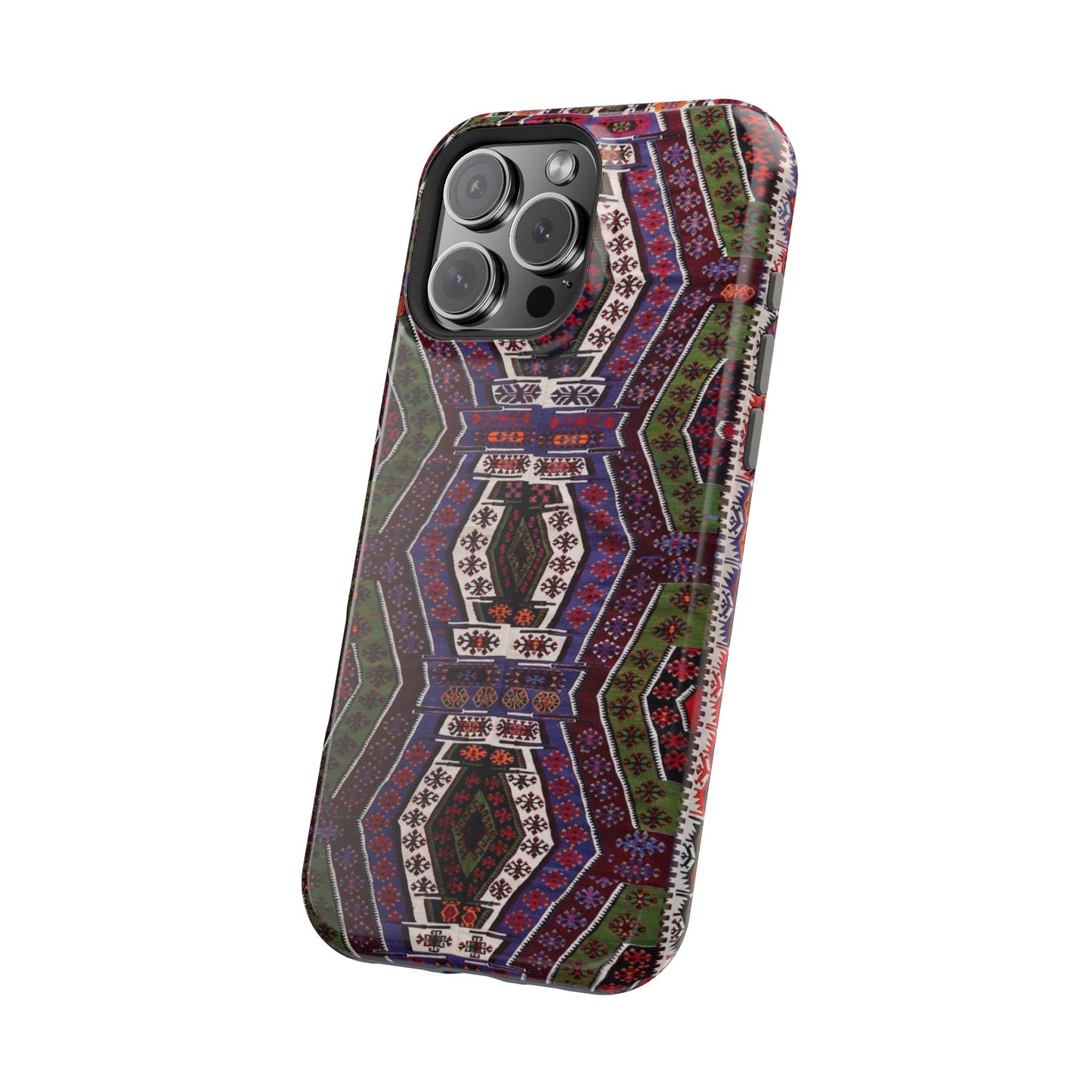 Purple and Green Geometric Design - Iphone Magnetic Tough Case