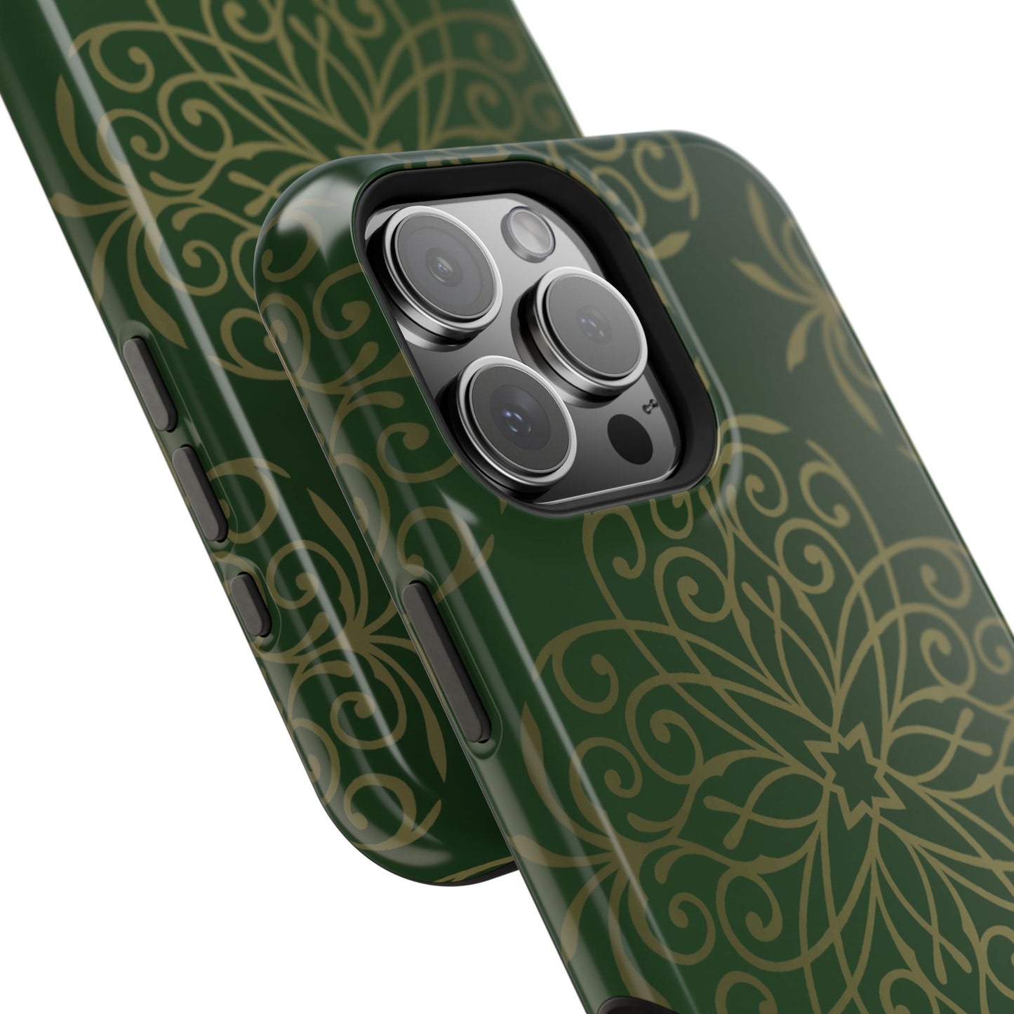 Gold and Green Flowery Design - Iphone Magnetic Tough Case