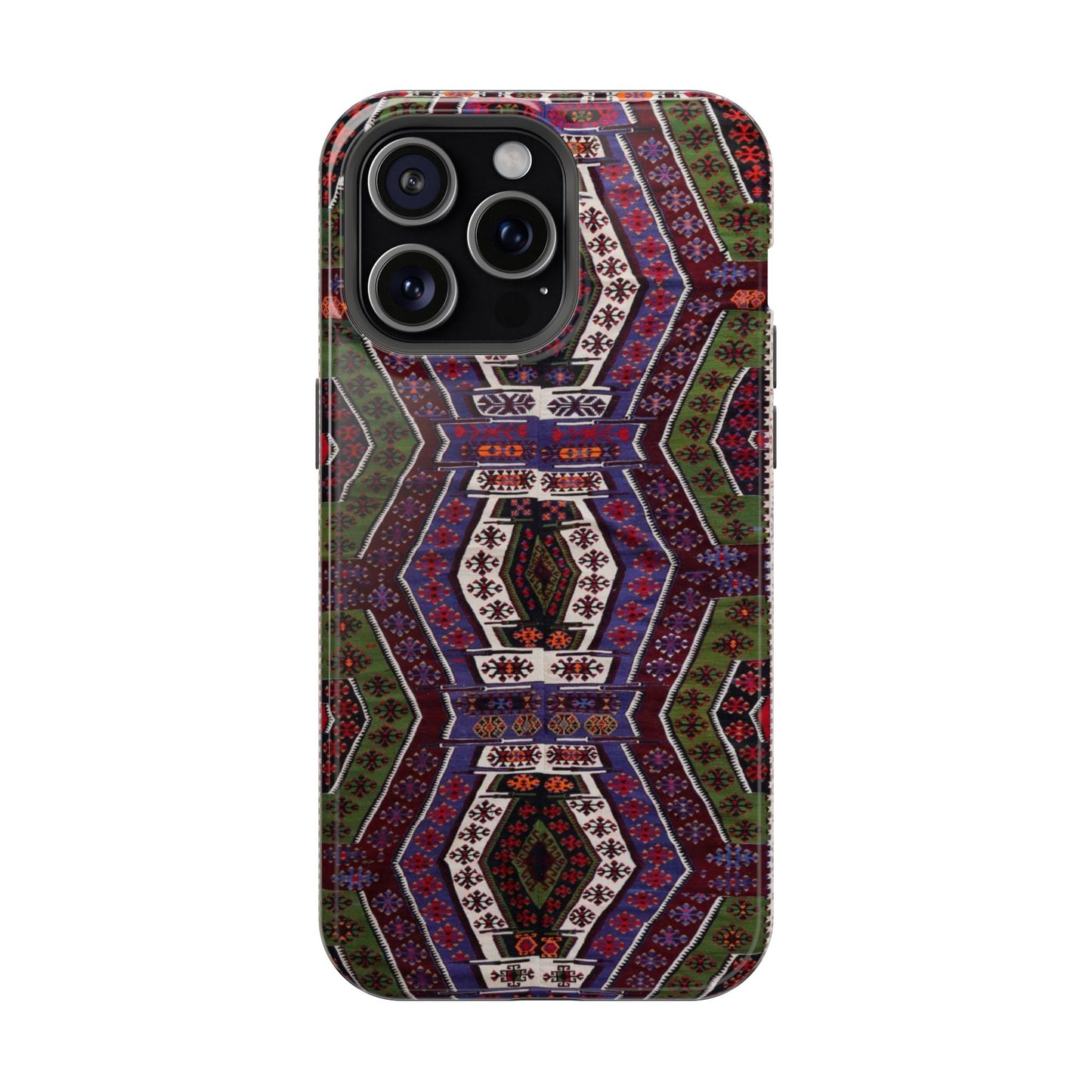Purple and Green Geometric Design - Iphone Magnetic Tough Case