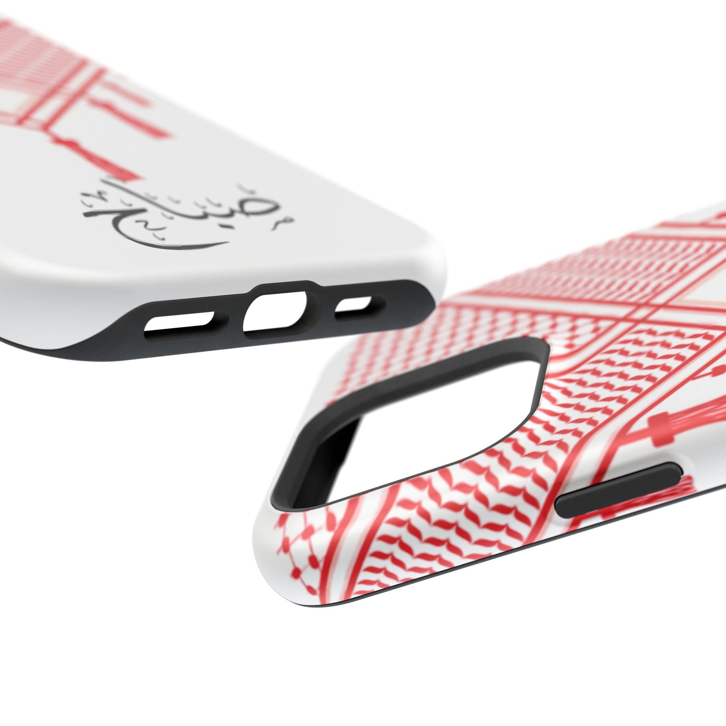 Personalized Arabic Calligraphy - Iphone Magnetic Impact-Resistant Phone Case - Red and White Shmagh Design