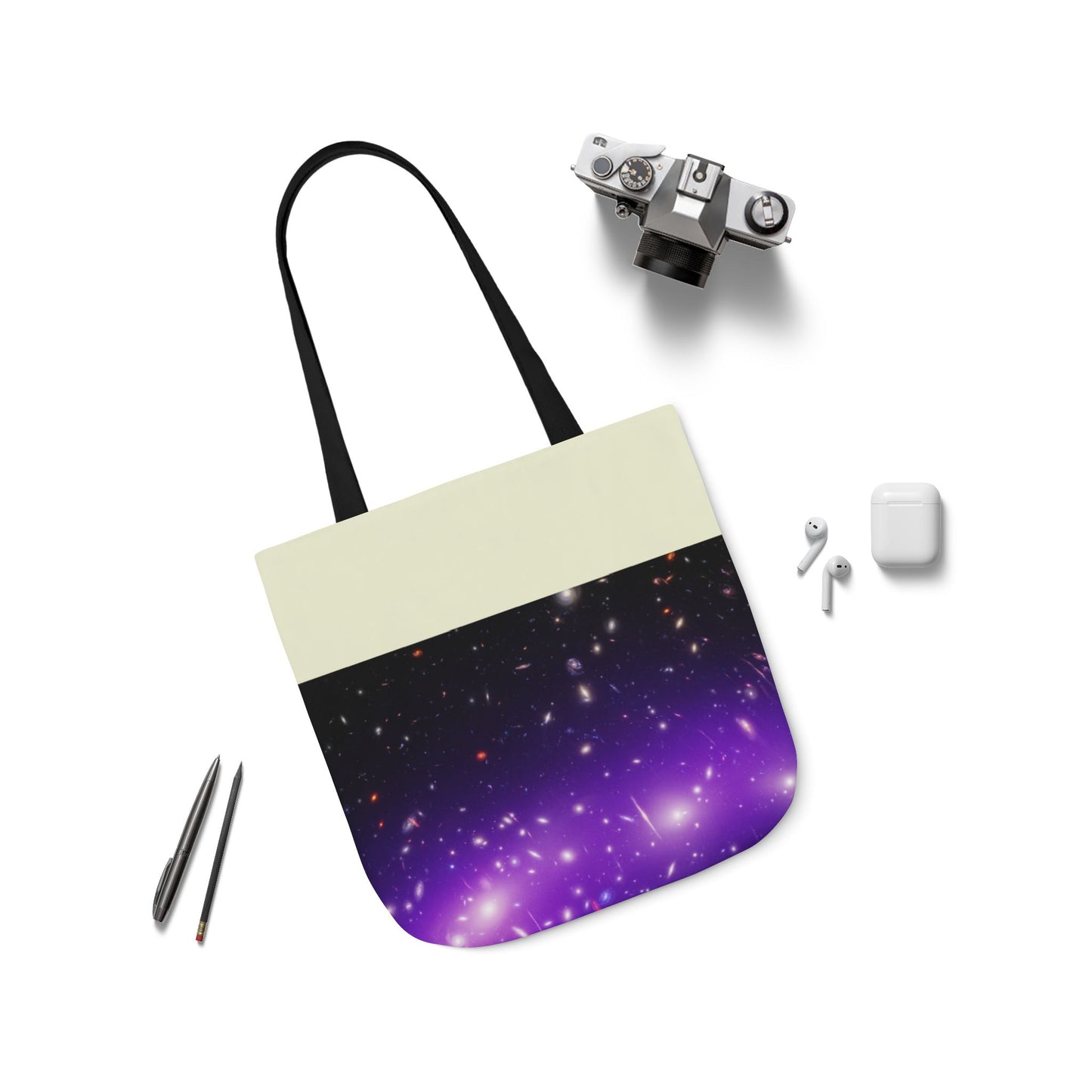 Galaxy Cluster Canvas Tote Bag, 2-Color Straps