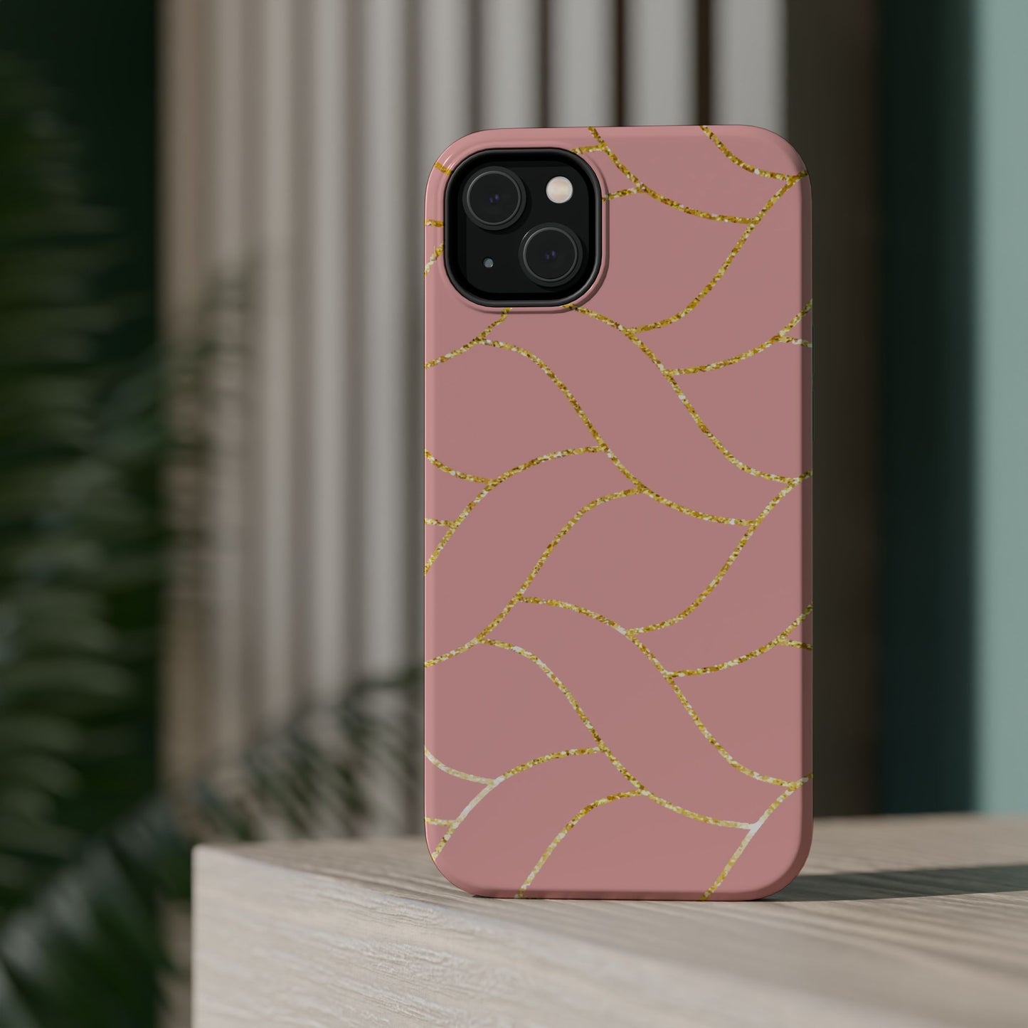 Pink and Gold Geometric Design - Iphone Magnetic Tough Case