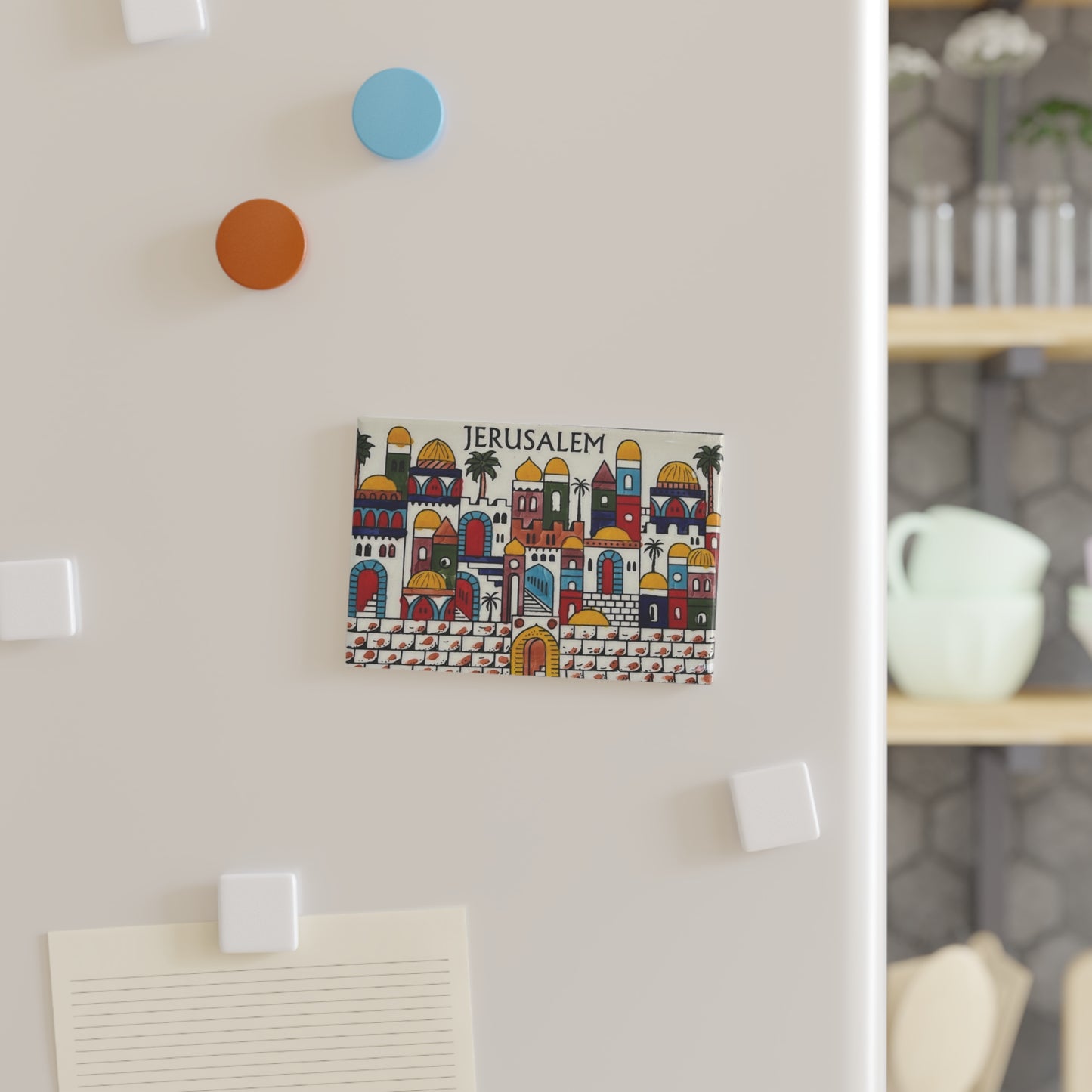 Jerusalem-Themed Button Magnet, Decorative Fridge Magnet, Art Magnet, Souvenir Gift, Home Decor, Travel Memorabilia