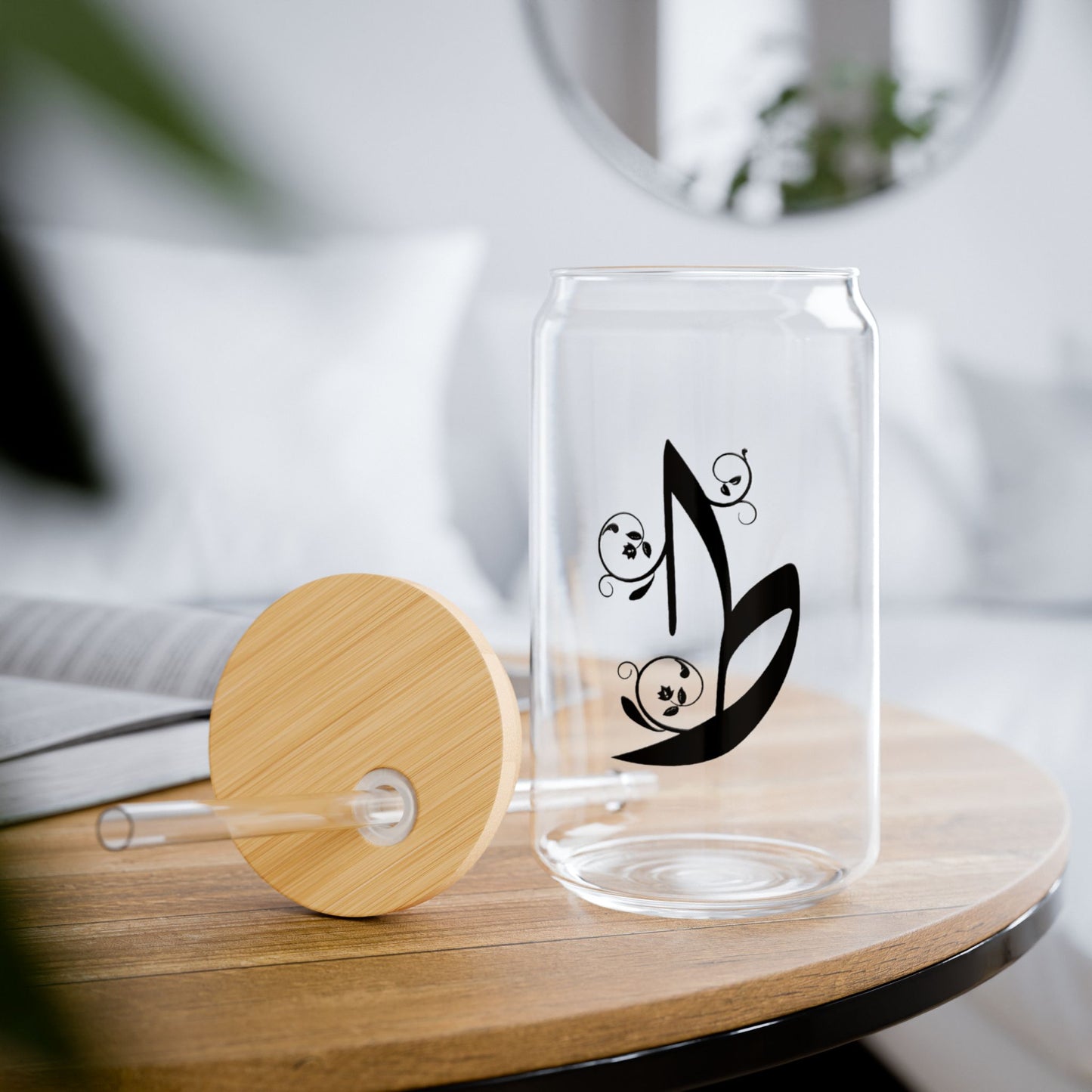 Arabic Letter “Tah” "ط" Monogram Sipper Glass, 16oz | Eco-Friendly Beverage Container | Perfect for Home, picnics, Gifts, and Parties