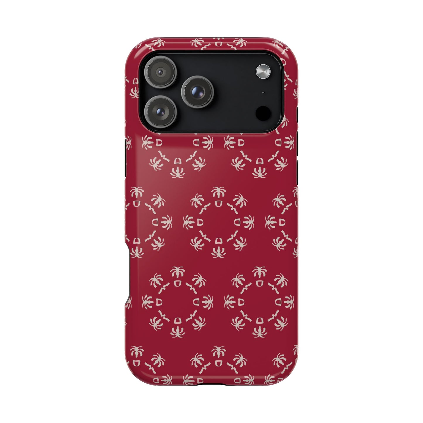 Palm Trees and coffee cups Geometric circle Design - Iphone Magnetic Tough Case