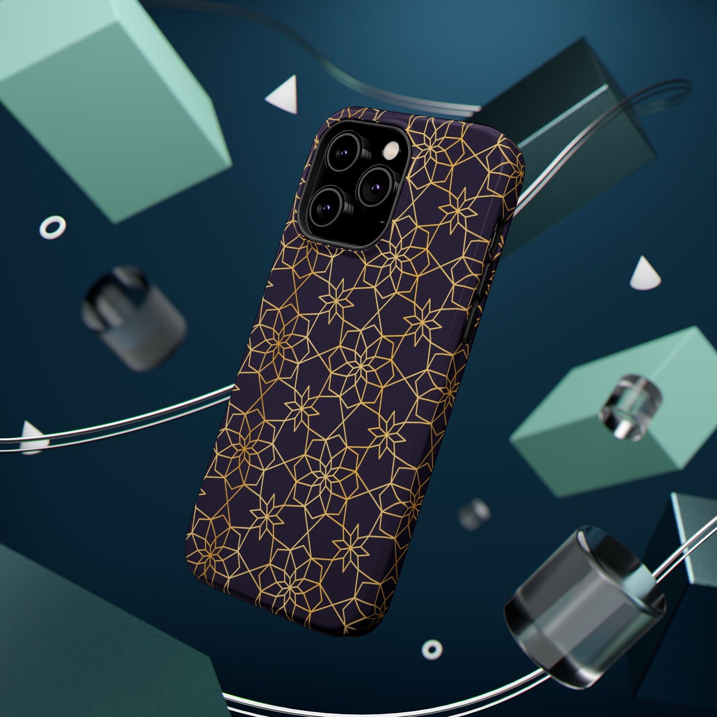 Gold and Purple Geometric Design Iphone Magnetic Tough Case