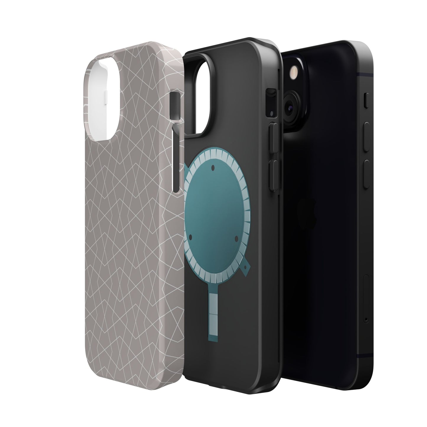 Beige and white geometric Design - Iphone Magnetic Tough Case