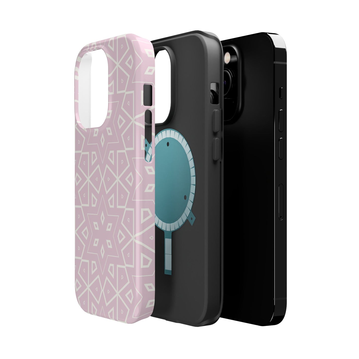 Pink and White Geometric Design Iphone Magnetic Tough Case