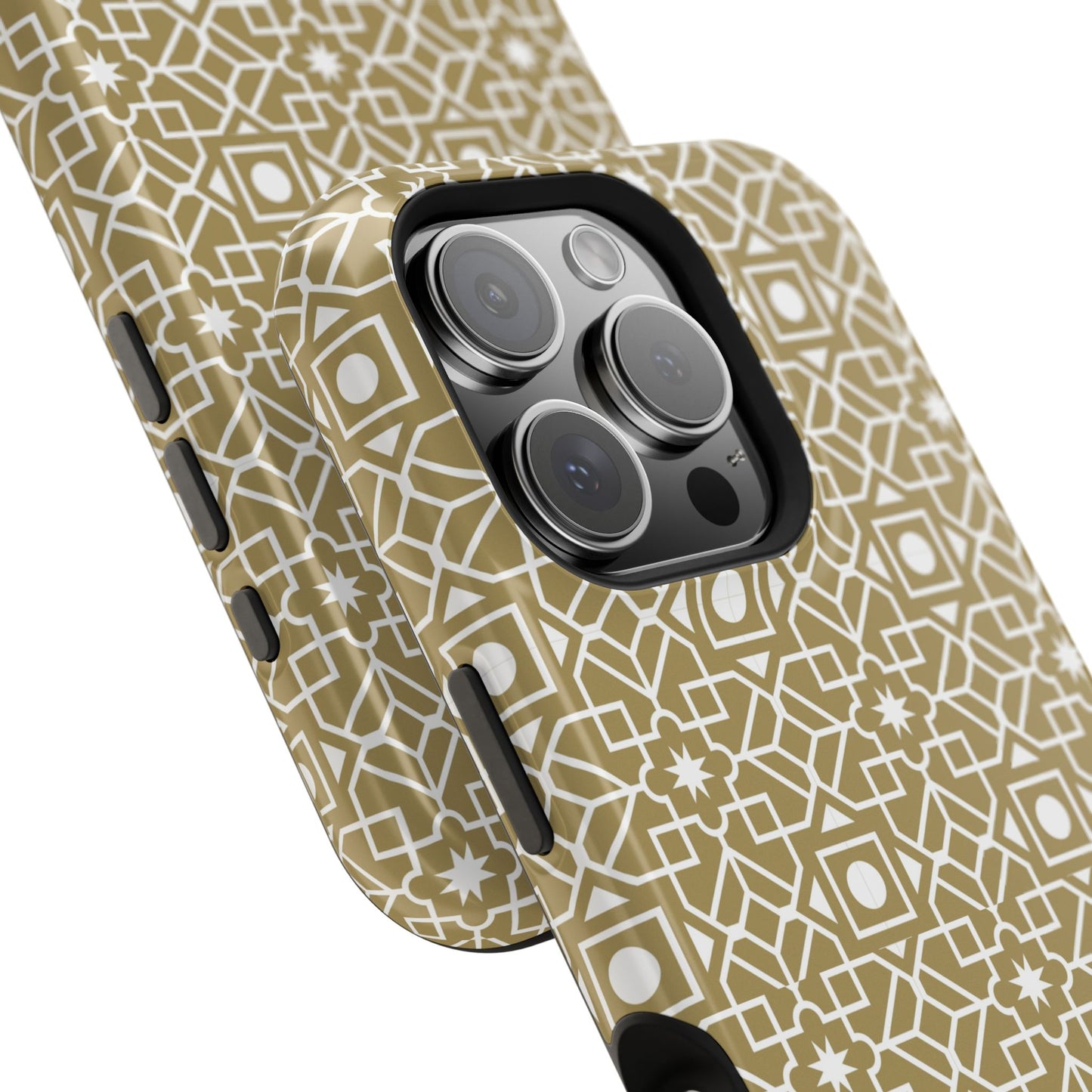 Beige and Gold Geometric Design Iphone Magnetic Tough Case