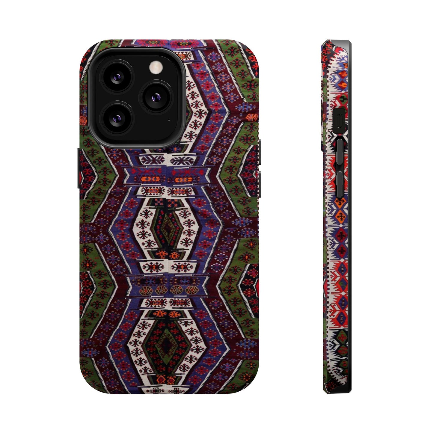 Purple and Green Geometric Design - Iphone Magnetic Tough Case