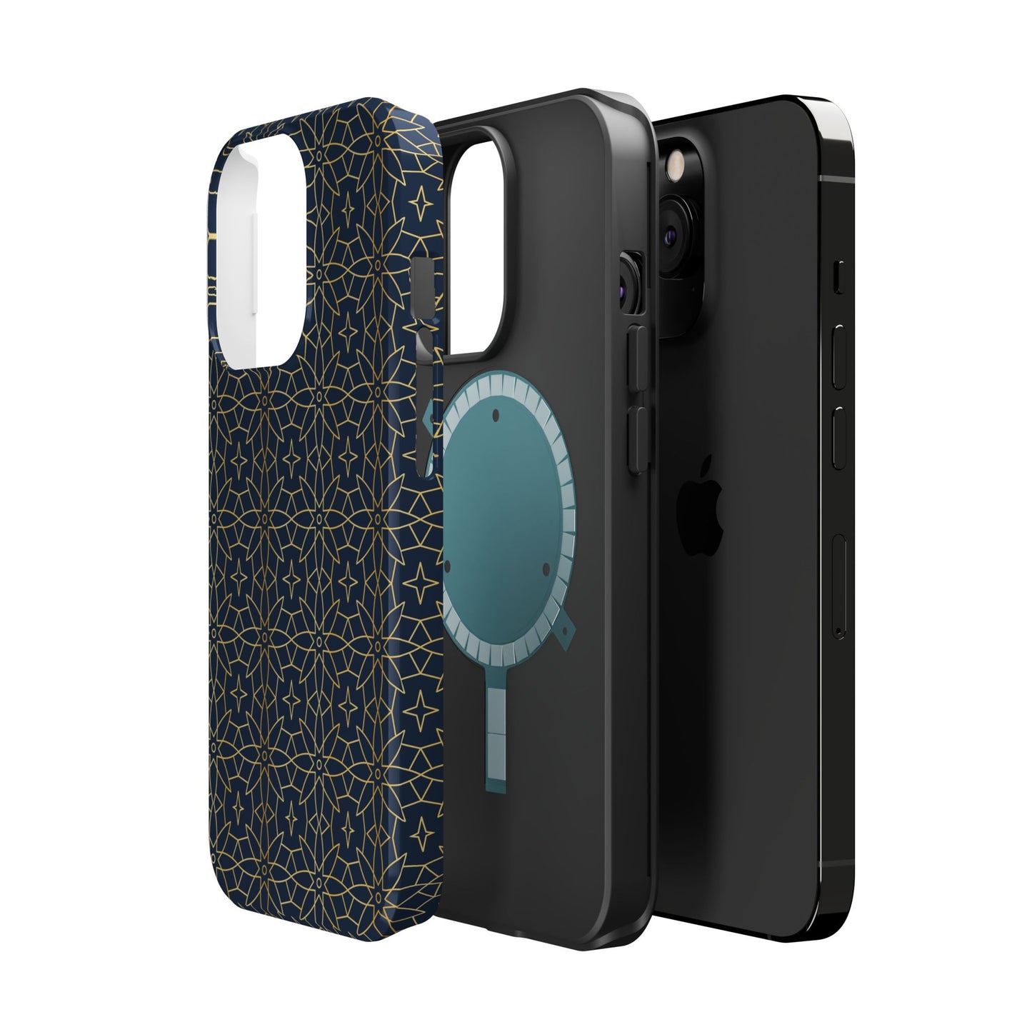Navy and Gold Geometric Design Iphone Magnetic Tough Case