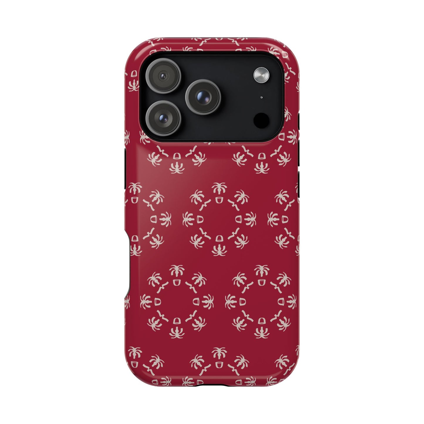 Palm Trees and coffee cups Geometric circle Design - Iphone Magnetic Tough Case