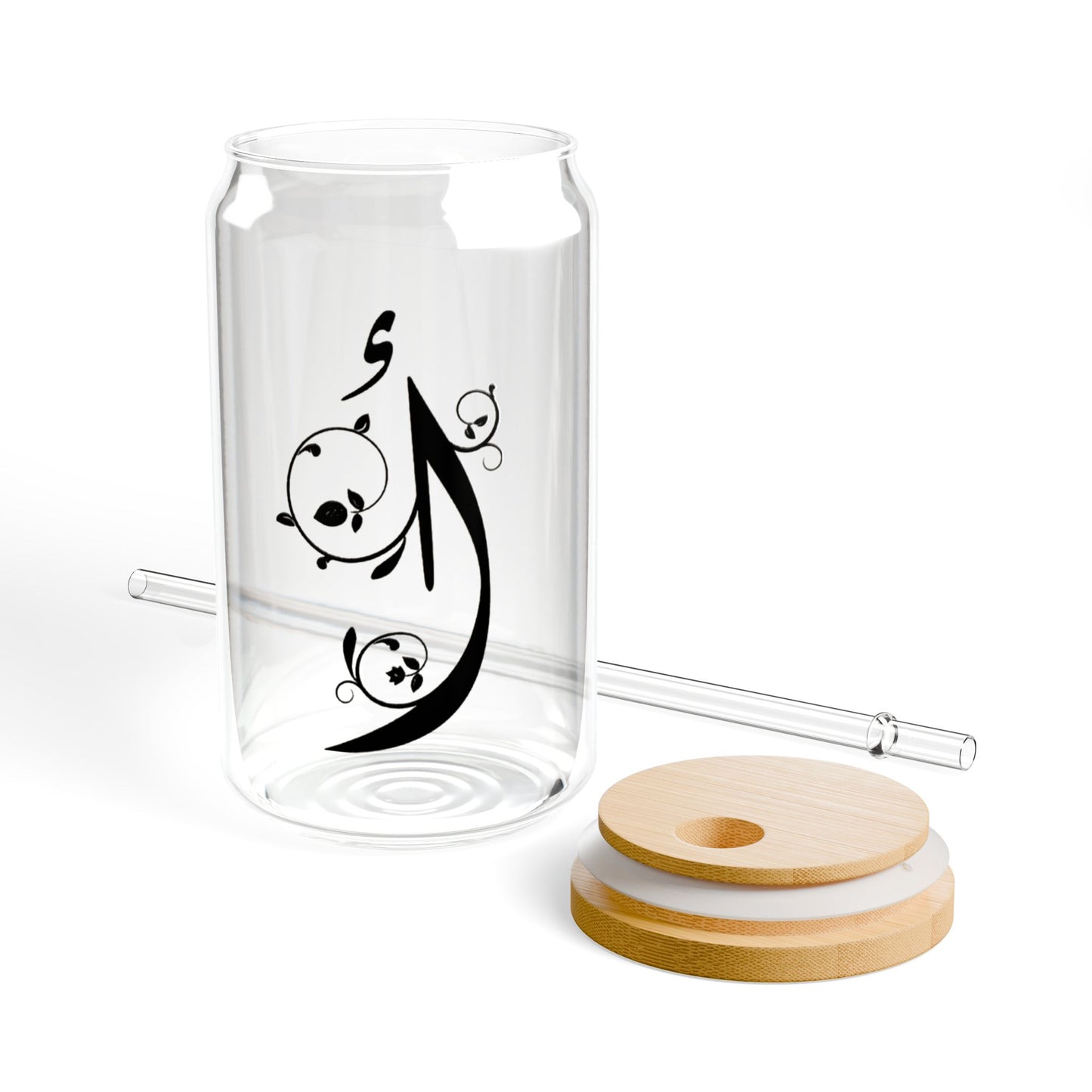 Arabic Letter “Alif” "أ" Monogram Sipper Glass, 16oz | Eco-Friendly Beverage Container | Perfect for Home, picnics, Gifts, and Parties