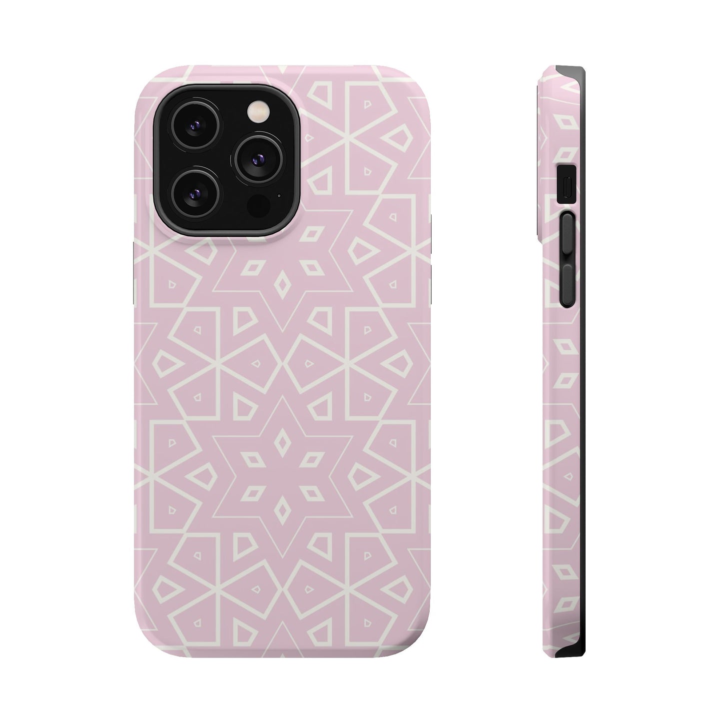 Pink and White Geometric Design Iphone Magnetic Tough Case