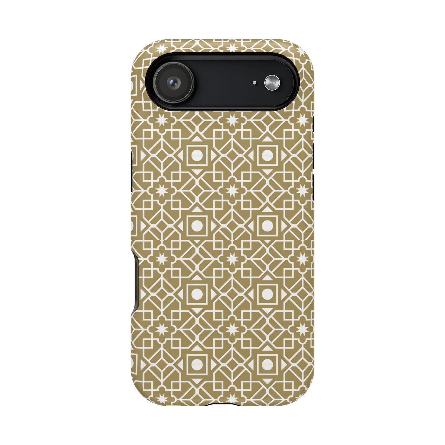 Beige and Gold Geometric Design Iphone Magnetic Tough Case