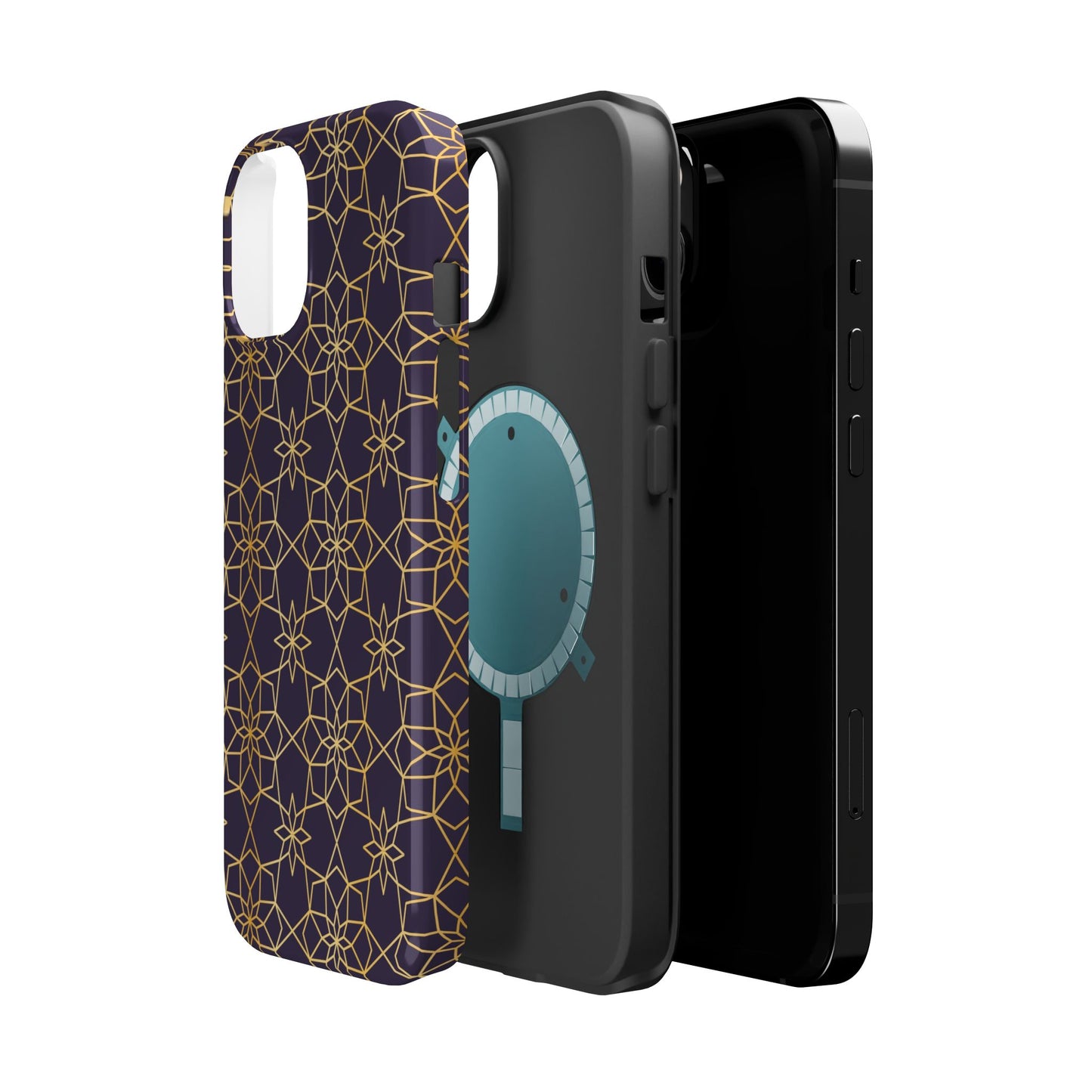 Gold and Purple Geometric Design Iphone Magnetic Tough Case