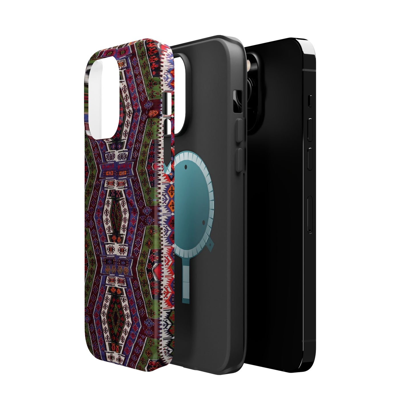 Purple and Green Geometric Design - Iphone Magnetic Tough Case